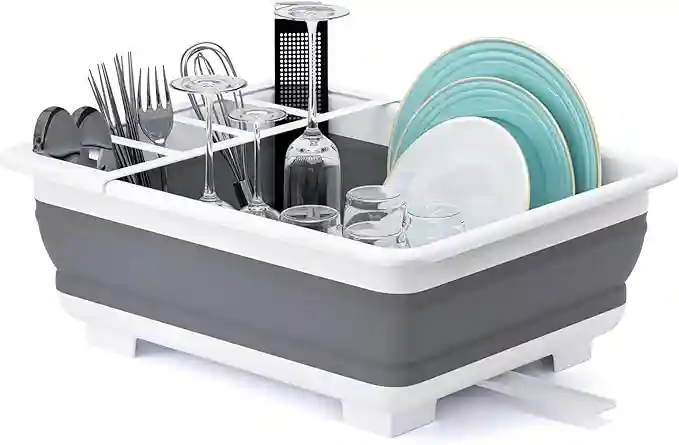 THANSTAR Collapsible Dish Drying Rack Portable Dinnerware Drainer Organizer for Kitchen RV Campers 